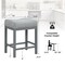Costway 24.5" Bar Stool Set of 4 with Solid Rubber Wood Frame Humanized Footrest Kitchen White/Gray